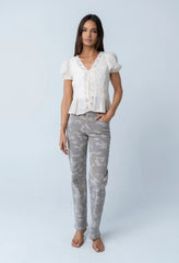 Brianna Embroidered Blouse in Cream