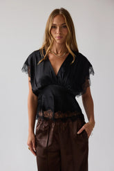 Chelsea Satin Blouse in Black