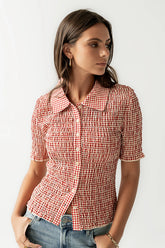 Connie Gingham Blouse in Red