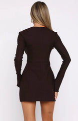 Living For Love Long Sleeve Mini Dress Chocolate