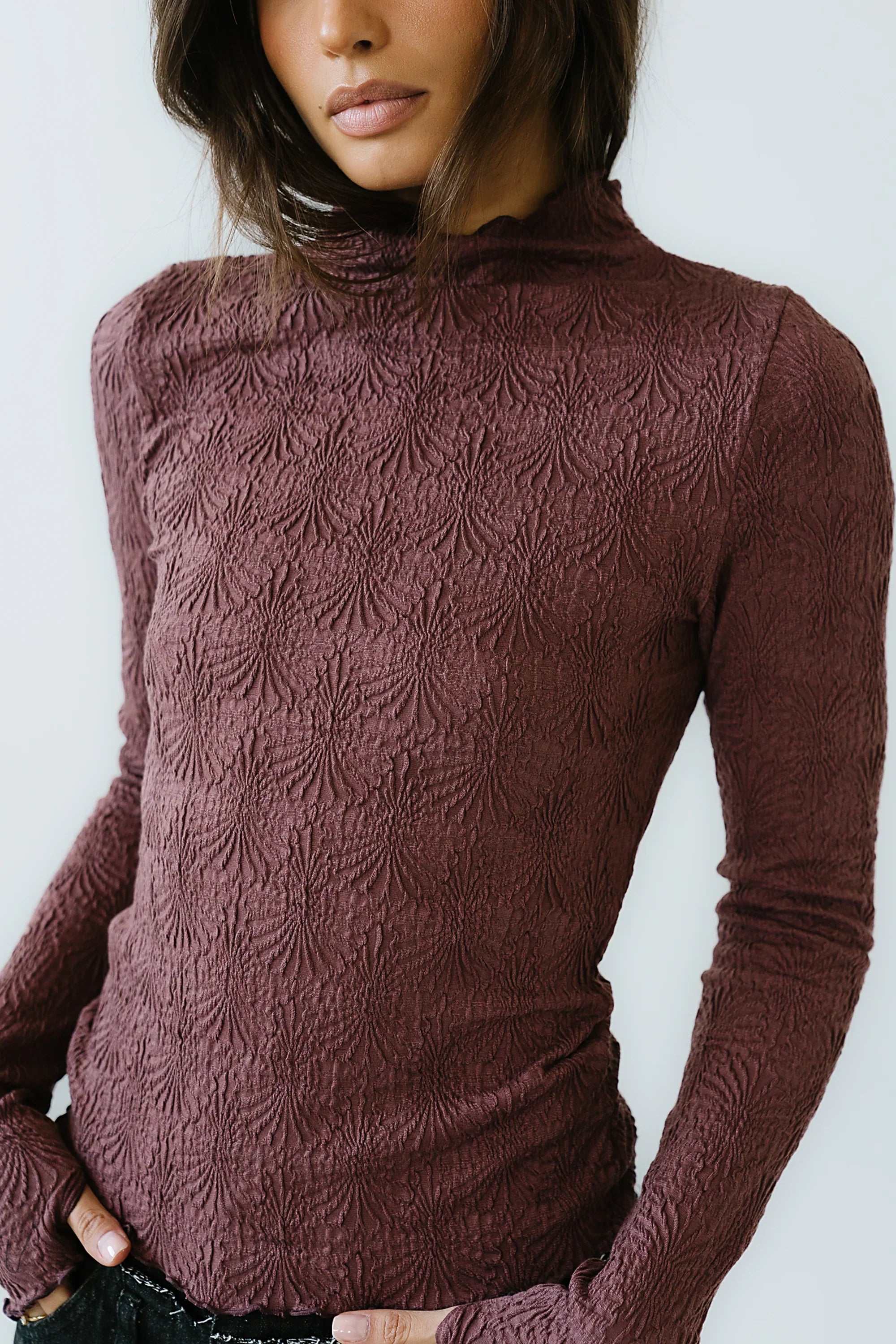 Benny Textured Top in Berry