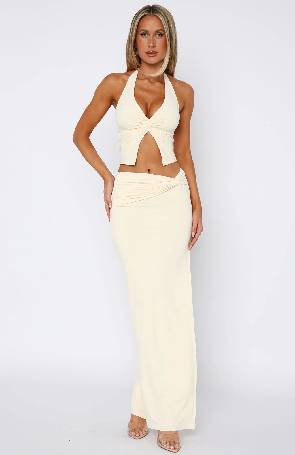 Made You Look Maxi Skirt Bone