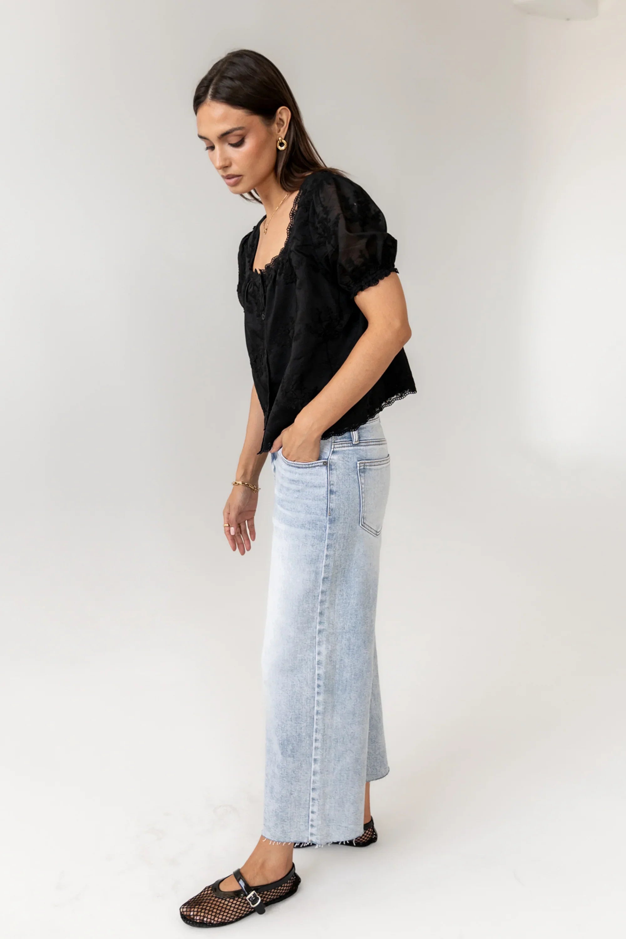 Hadley Embroidered Blouse in Black