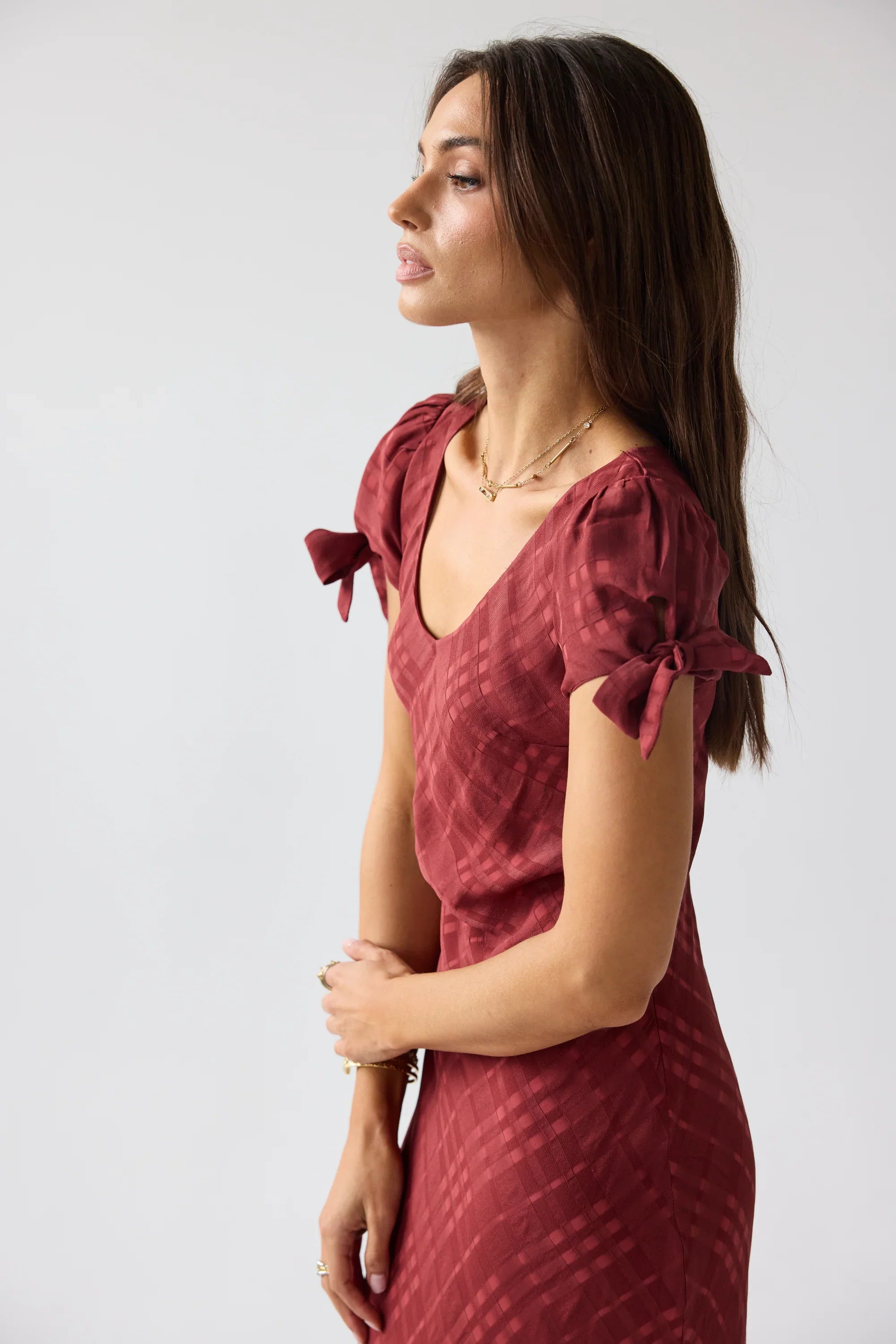 Kimmie Maxi Dress in Red-Brown