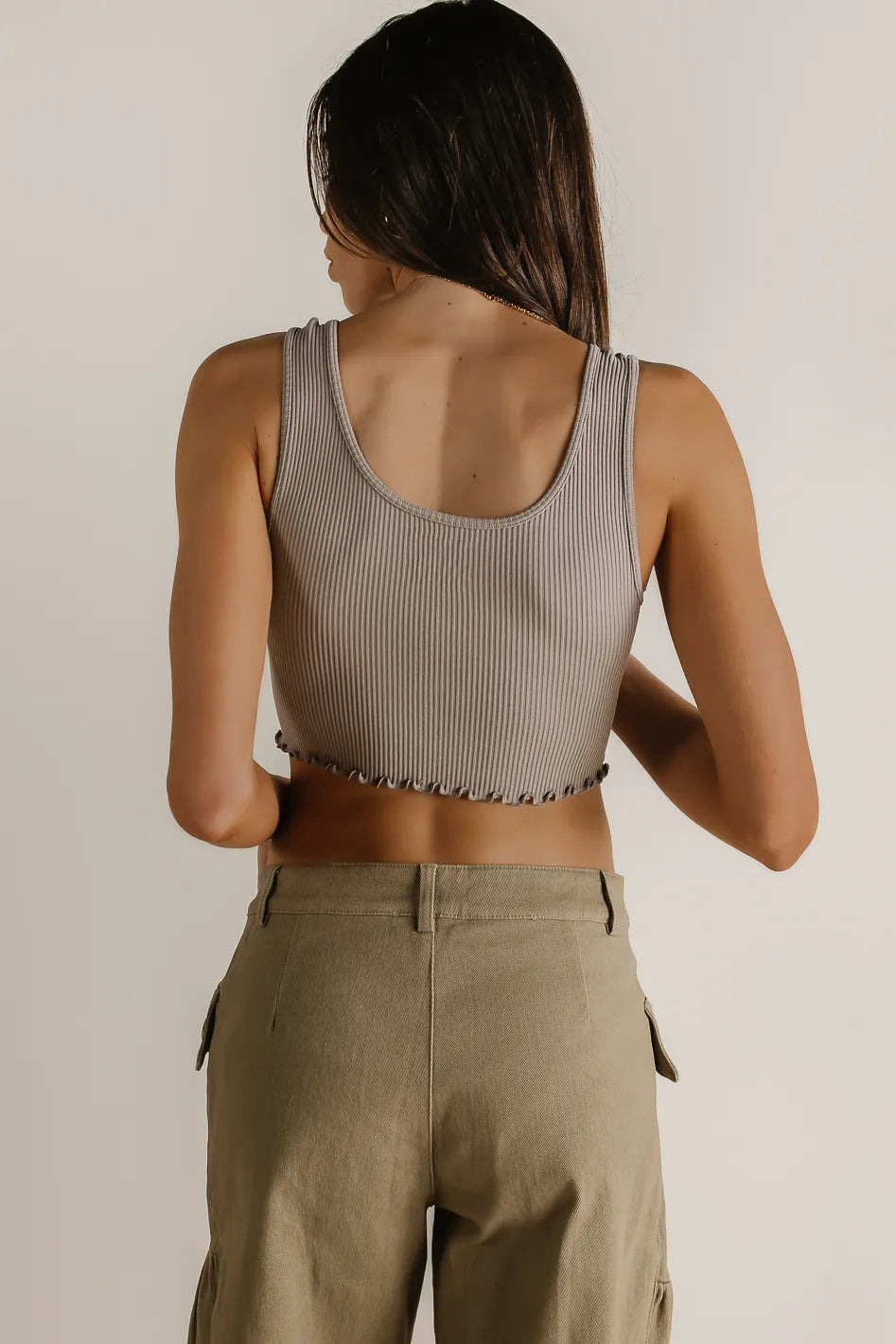Everleigh Cropped Tank in Taupe