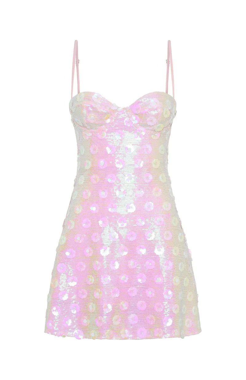 Radiant Soul Sequin Mini Dress Baby Pink