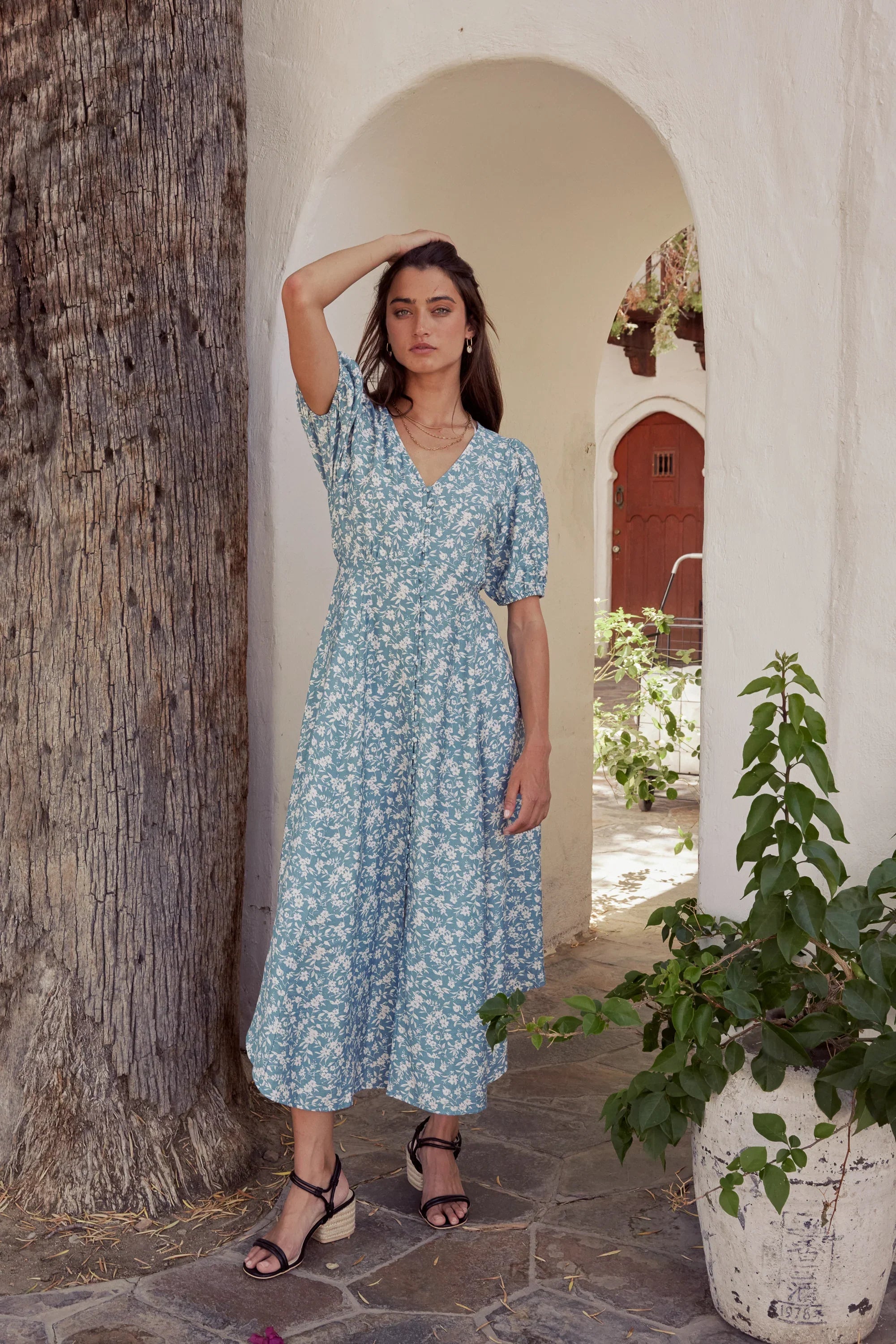 Sandra Button Front Maxi Dress