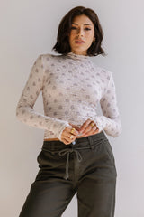 Winnie Floral Crinkle Top in Ivory