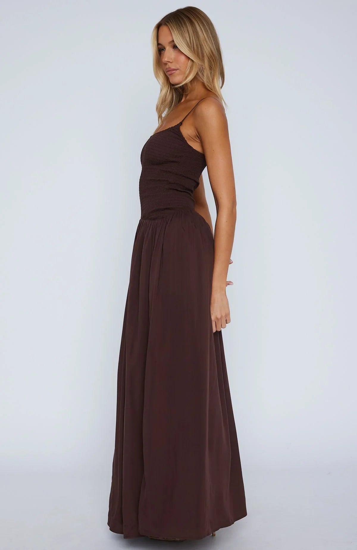 Too Many Questions Maxi Dress Chocolate