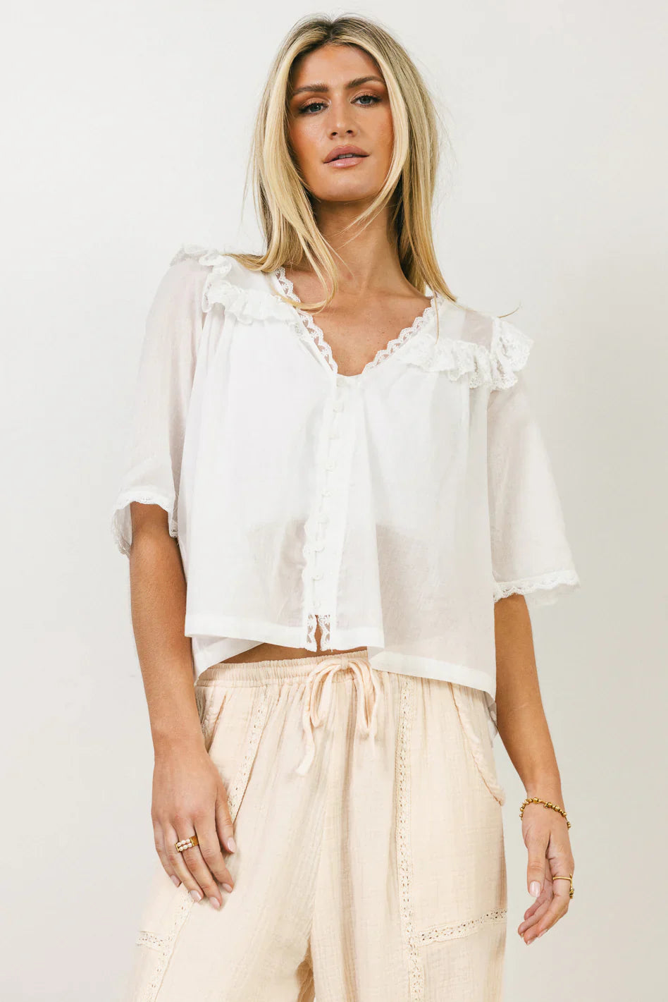 Potter Lace Blouse in Off White