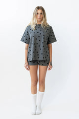 James Polka Dot Tee in Charcoal