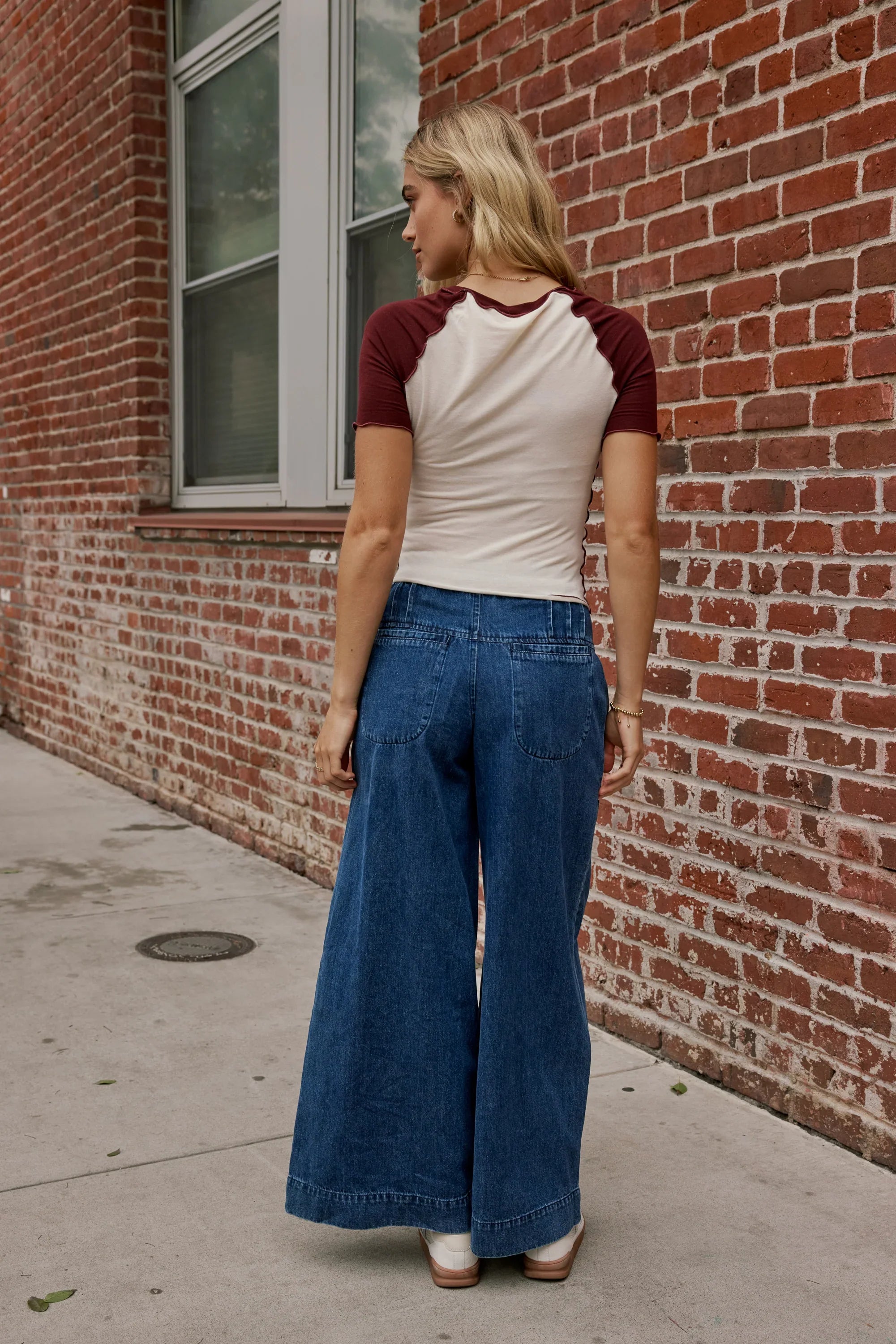 Serra Contrast Top in Burgundy