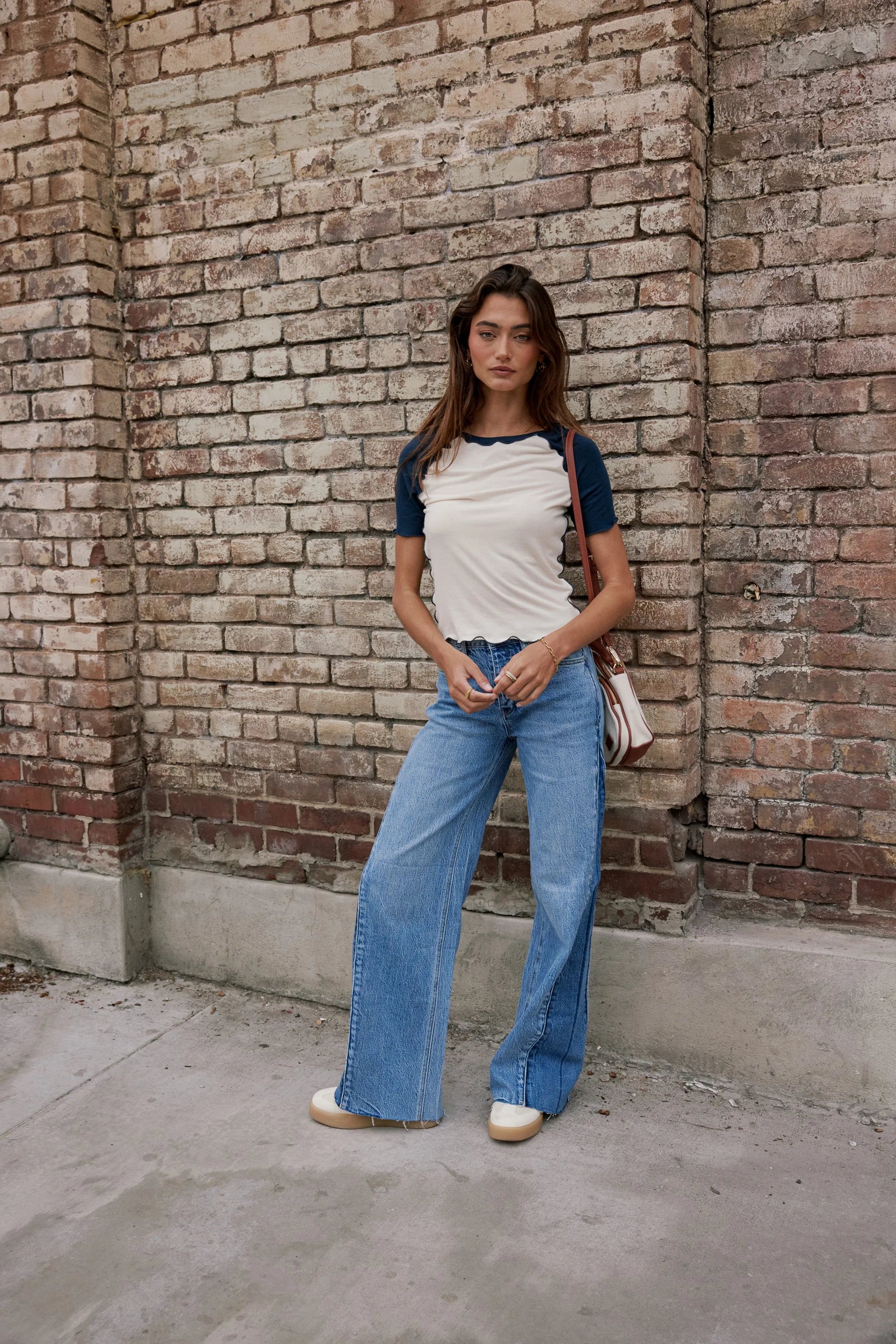 Serra Contrast Top in Navy