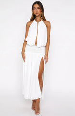 Always Evolving Halter Midi Dress White