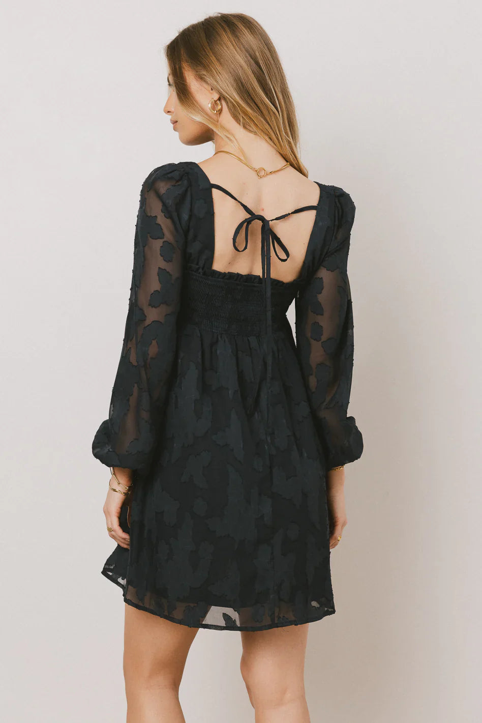 Miles Smocked Mini Dress in Navy